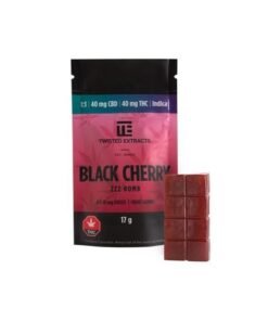 Twisted Extracts Jelly Bombs 1:1 40mg THC + 40mg CBD – Black Cherry (Indica)